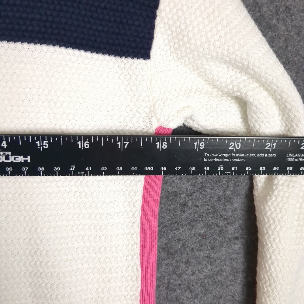 Talbots Women Colorblock Knit Sweater Navy Blue White Pink Crew Neck Long Sleeve - Picture 10 of 11